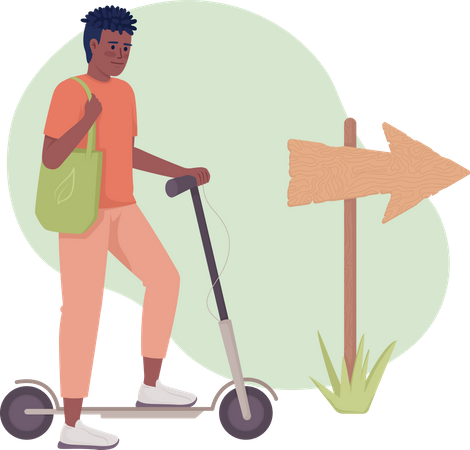 Homem com scooter elétrico  Ilustração