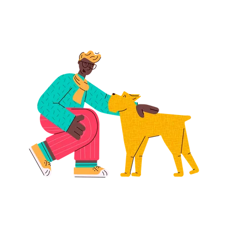 Homem com seu cachorro  Ilustração