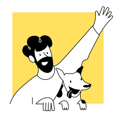 Homem com seu cachorro  Ilustração