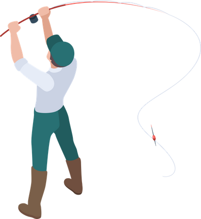Homem com vara de pescar  Ilustração