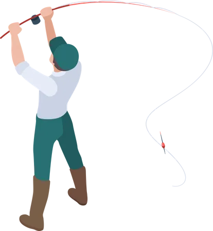 Homem com vara de pescar  Ilustração