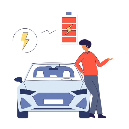 Homem com veículos elétricos  Ilustração