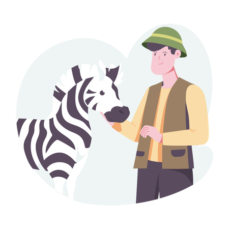 Homem com Zebra Fofa  Ilustração