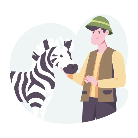 Homem com Zebra Fofa  Ilustração