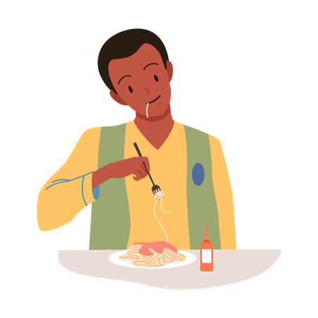 Homem comendo comida  Ilustração