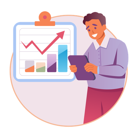 Homem comparando preços através do Price Tracker  Ilustração