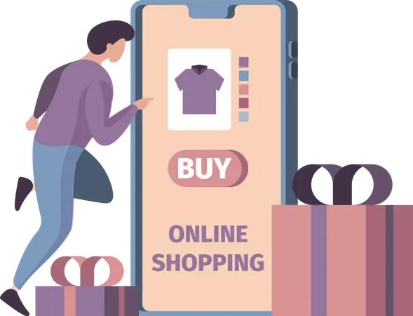 Homem comprando on-line  Ilustração