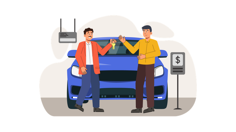 Homem comprando carro  Ilustração