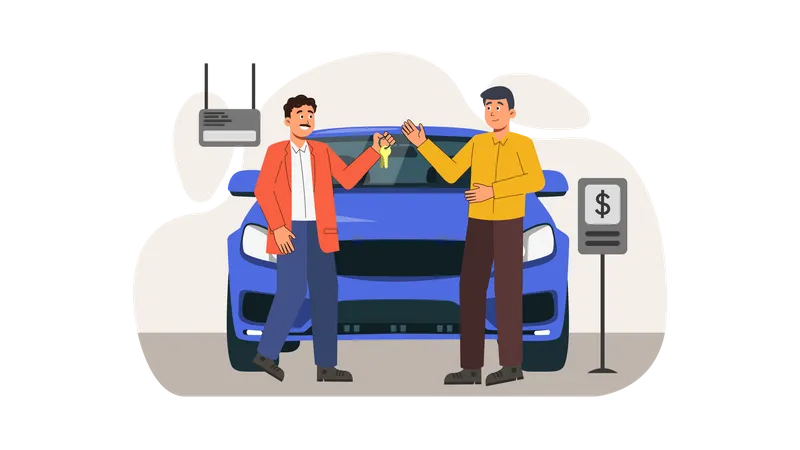 Homem comprando carro  Ilustração