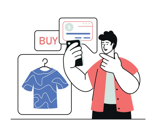 Homem comprando on-line  Ilustração