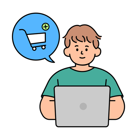 Homem fazendo compras on-line  Ilustração