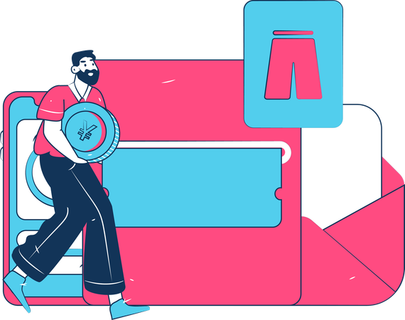 Homem fazendo compras on-line  Illustration