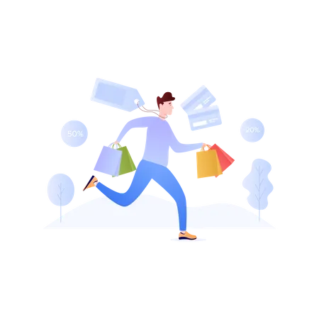 Homem fazendo compras on-line  Illustration