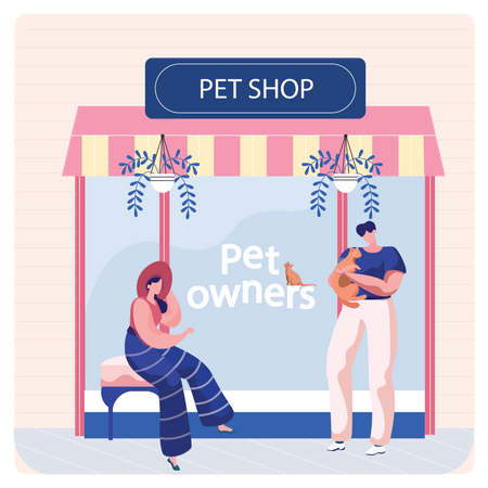 Homem comprou gato em pet shop  Ilustração