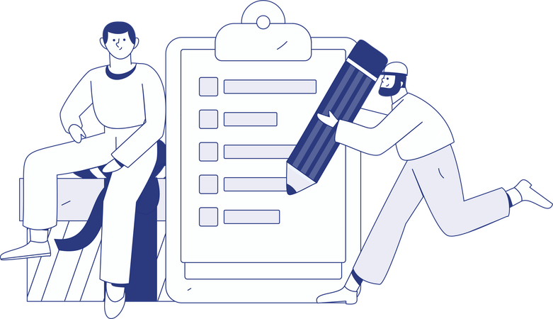Homem conduzindo pesquisa de insights do cliente  Ilustração