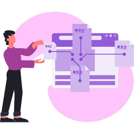 Homem configurando equipamento de rede  Illustration