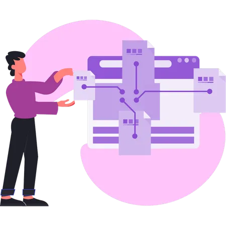 Homem configurando equipamento de rede  Illustration