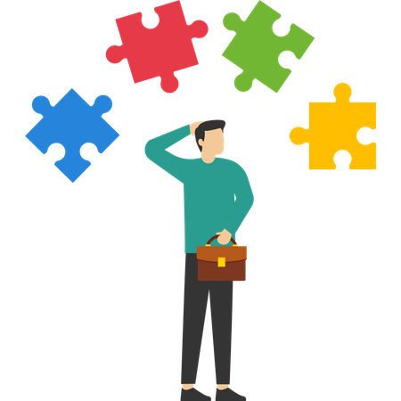Homem confuso para resolver o problema  Ilustração