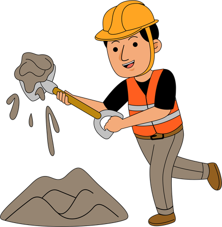 Homem construindo muro  Illustration