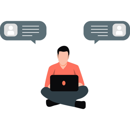 Homem conversando com duas pessoas ao mesmo tempo  Illustration