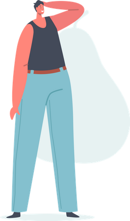 Corpo masculino em forma de pêra com quadris largos e ombros estreitos  Ilustração