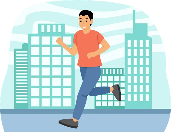Homem correndo na estrada  Ilustração