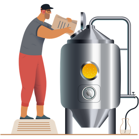 Homem cozinhando usando máquina de cozinhar  Ilustração