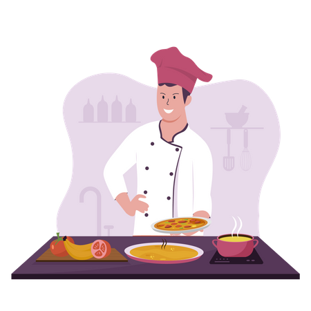 Homem cozinhando  Ilustração