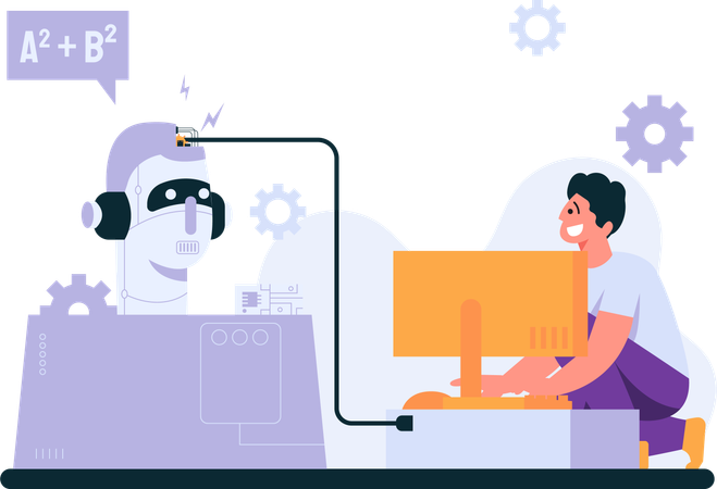 Homem cria inteligência artificial  Ilustração