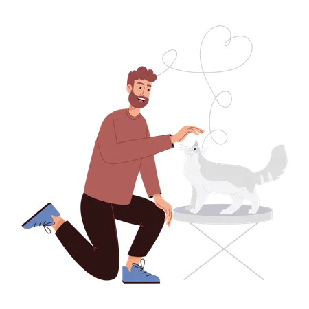 Homem cuidando de cachorro de estimação  Ilustração