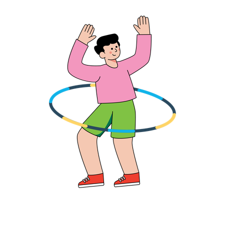 Homem curtindo Hula hop  Ilustração