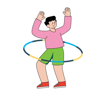 Homem curtindo Hula hop  Ilustração