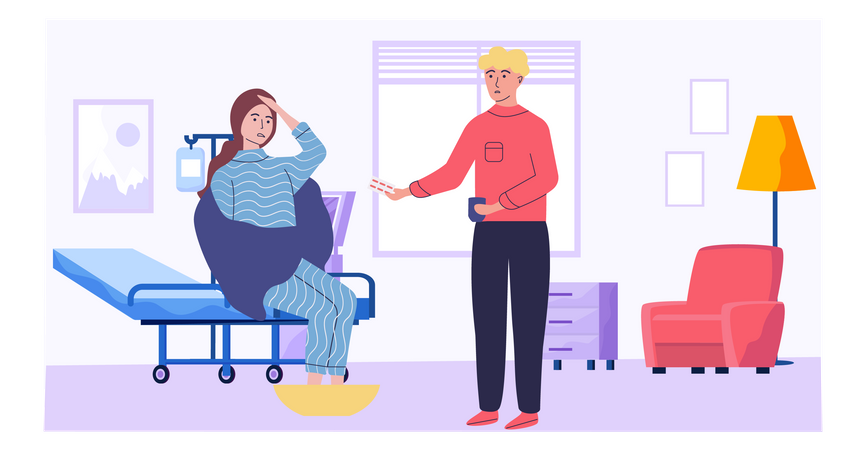 Homem dá comprimidos para menina e a trata no hospital  Ilustração
