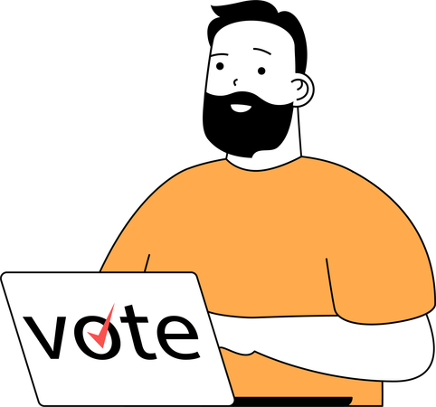 Homem dá seu precioso voto  Ilustração