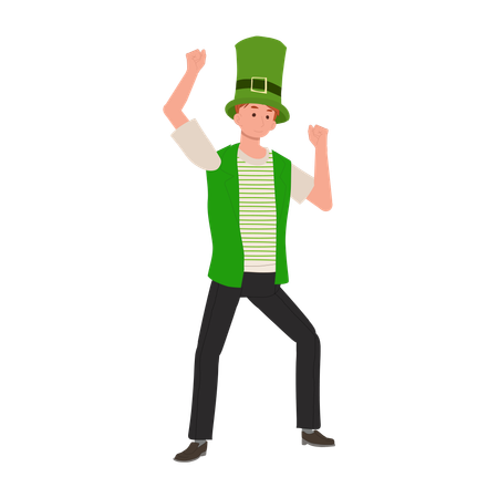 Homem Dançando Com Roupa Verde  Ilustração