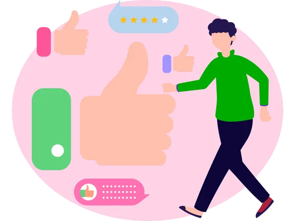 Homem dando um bom feedback  Ilustração