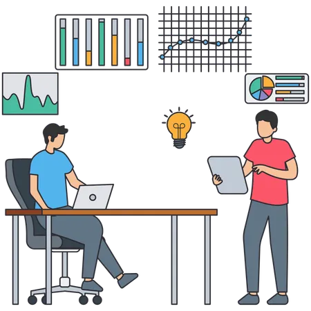 Homem dando consultoria empresarial  Ilustração