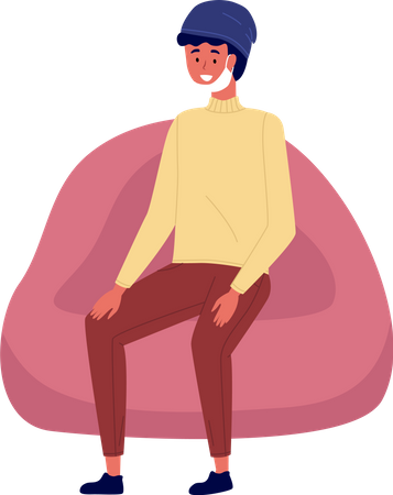 Homem de negócios bonito trabalha em casa  Ilustração