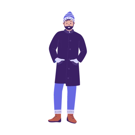 Homem de pé com roupas de inverno  Ilustração