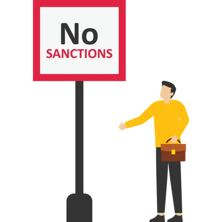 Homem de terno segurando uma placa Sem sanções  Ilustração