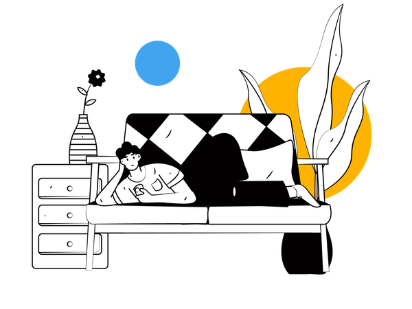 Homem deitado no sofá  Ilustração