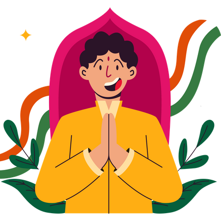 Homem desejando feliz dia da república indiana  Ilustração