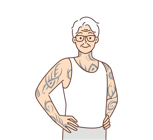 Homem faz tatuagem no corpo inteiro  Ilustração