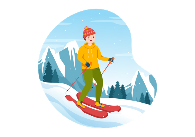 Homem gosta de snowboard no gelo  Ilustração