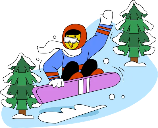Homem gostando de esquiar  Ilustração