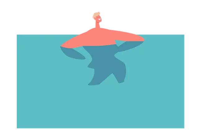 Homem gostando de nadar na água  Ilustração