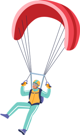 Homem desfrutando de parapente extremo  Ilustração