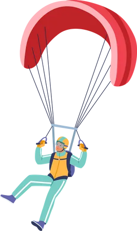 Homem desfrutando de parapente extremo  Ilustração