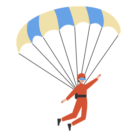 Homem curtindo o parapente dos sonhos varridos pelo vento  Ilustração