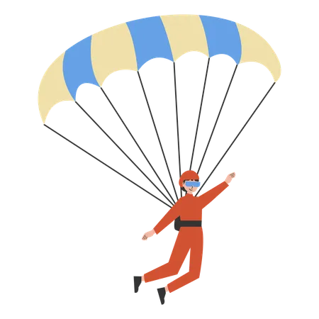 Homem curtindo o parapente dos sonhos varridos pelo vento  Ilustração